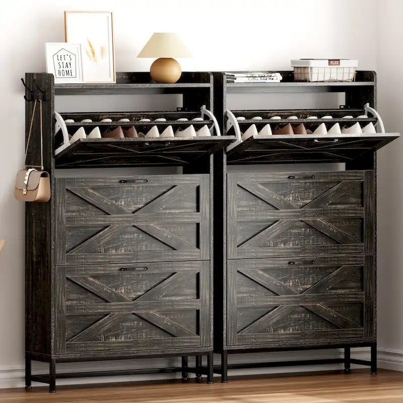 Shoe Cabinet, Entry Home Shoe Cabinet, Entrance Balcony Storage Cabinet, Large Capacity Shoe Rack, Grey