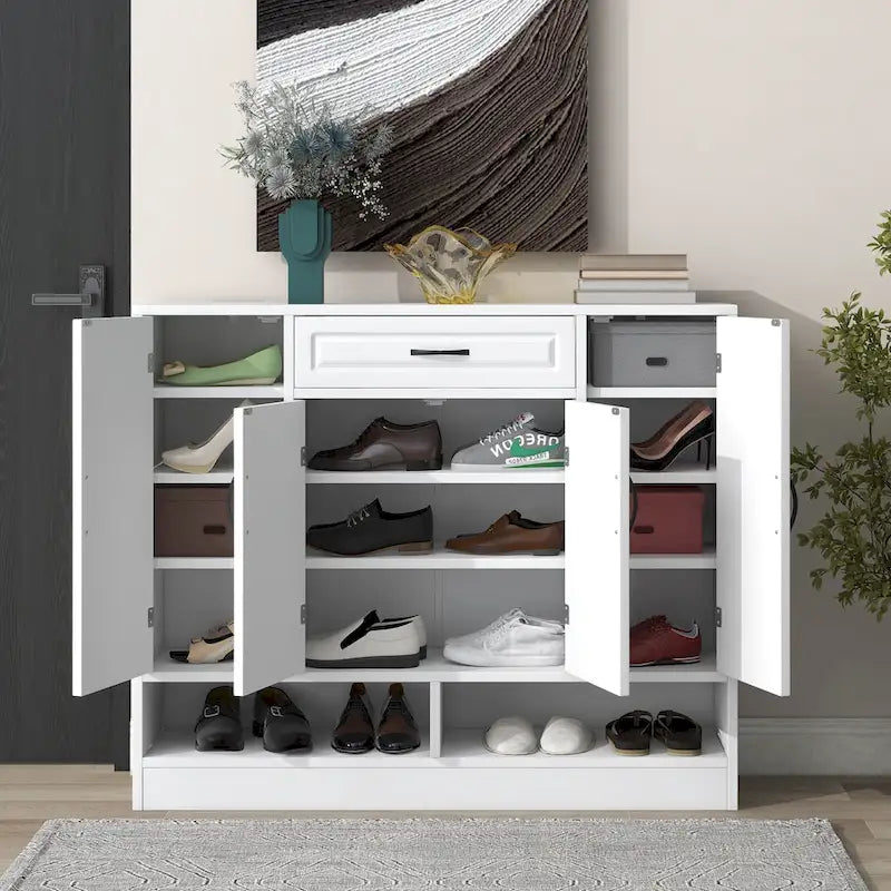 Sleek and Modern Shoe Cabinet with Adjustable Shelves, Minimalist Shoe Storage Organizer with Sturdy Top Surface