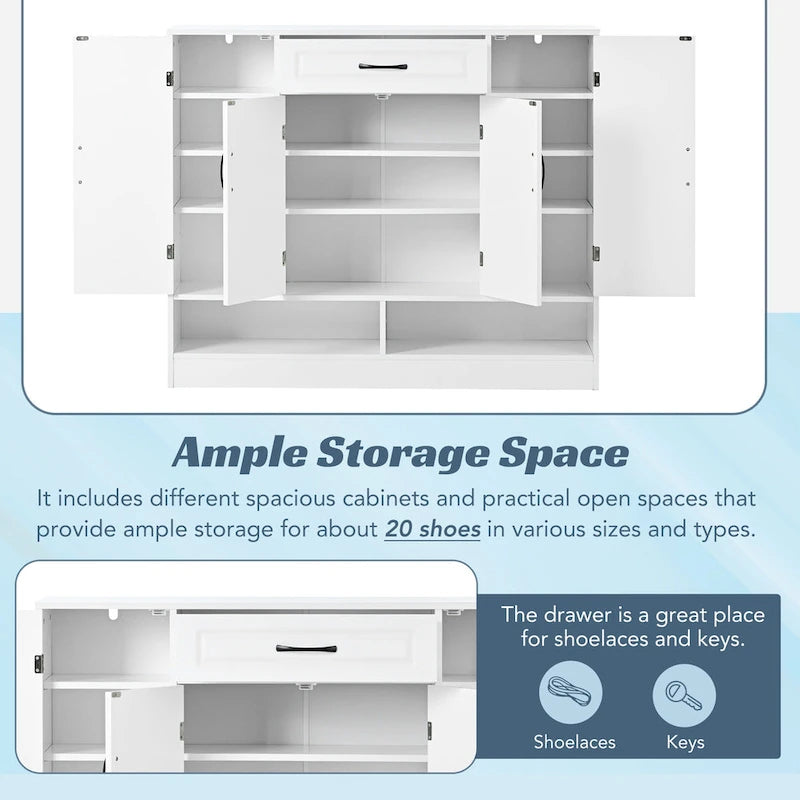 Sleek and Modern Shoe Cabinet with Adjustable Shelves, Minimalist Shoe Storage Organizer with Sturdy Top Surface