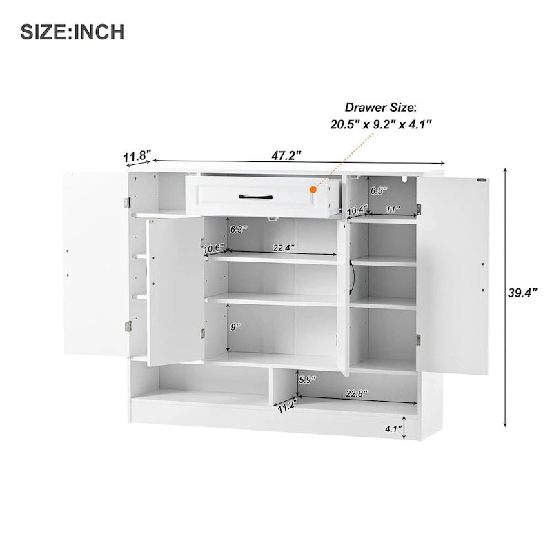 Sleek and Modern Shoe Cabinet with Adjustable Shelves, Minimalist Shoe Storage Organizer with Sturdy Top Surface