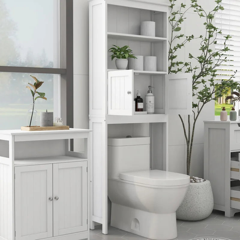 Over-the-toilet Bathroom Storage with 2-doors - 9.06 x 24.80 x 69.69