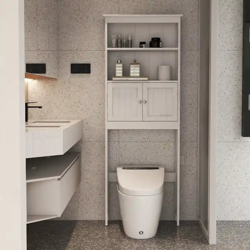 Over-the-toilet Bathroom Storage with 2-doors - 9.06 x 24.80 x 69.69