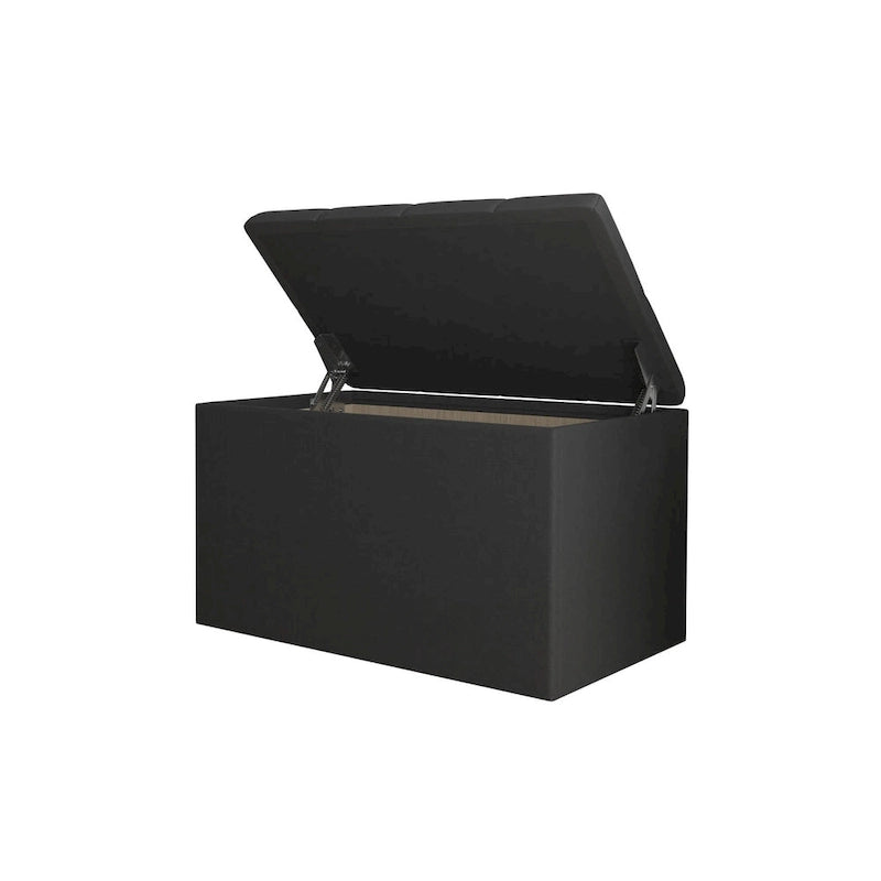 Velvet Button-Tufted Flip Top Storage Ottoman Bench, Silver Grey & Black