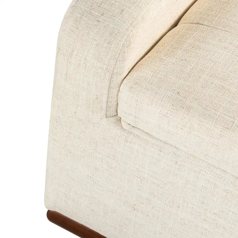 Tufted Upholstered Storage Bench with Curved Arms and Walnut Wood Legs