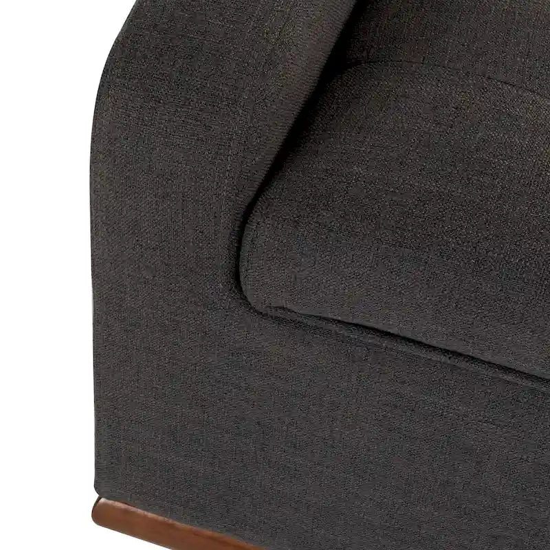 Tufted Upholstered Storage Bench with Curved Arms and Walnut Wood Legs