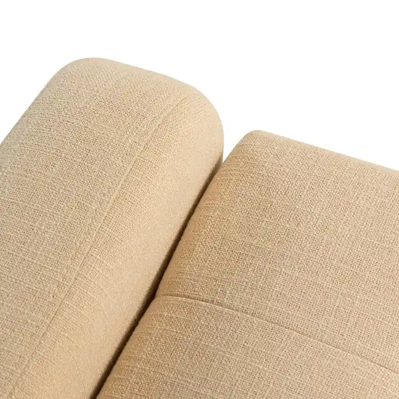 Tufted Upholstered Storage Bench with Curved Arms and Walnut Wood Legs