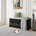Cushioned Wood Storage Bench with Drawers and Baskets, Multi-Color