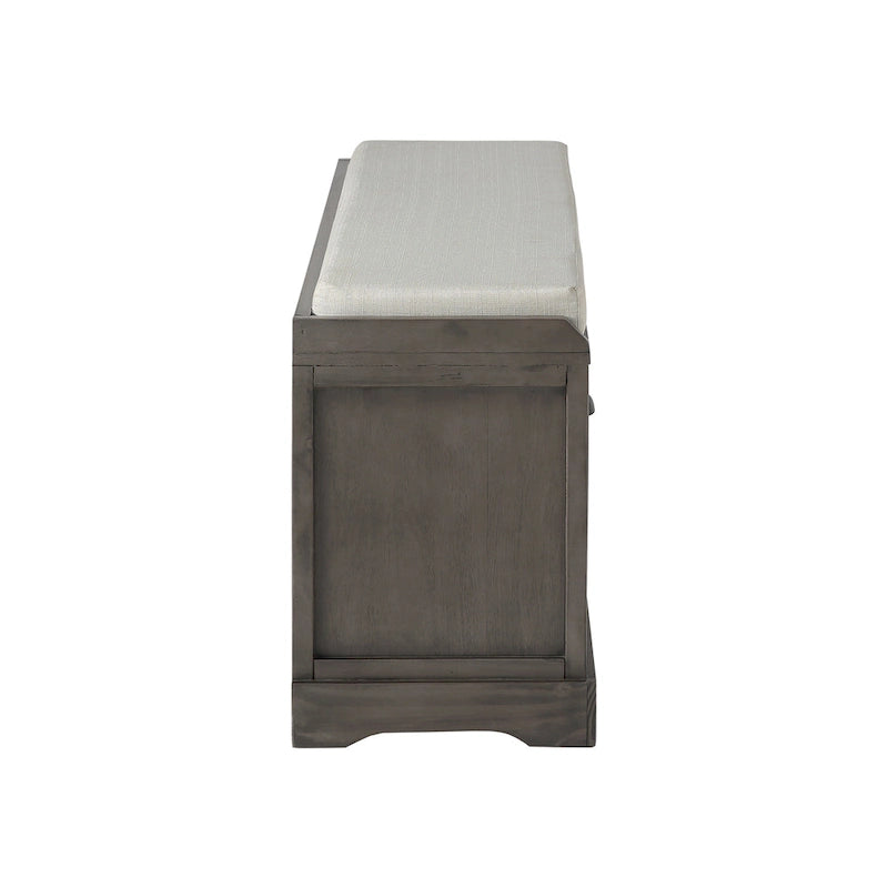 Cushioned Wood Storage Bench with Drawers and Baskets, Multi-Color