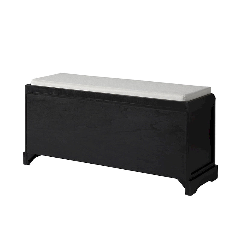 Cushioned Wood Storage Bench with Drawers and Baskets, Multi-Color
