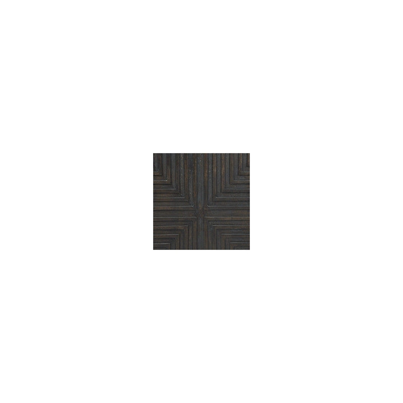 Dark Brown Gold Geometric Three-Door Accent Cabinet Console Buffet