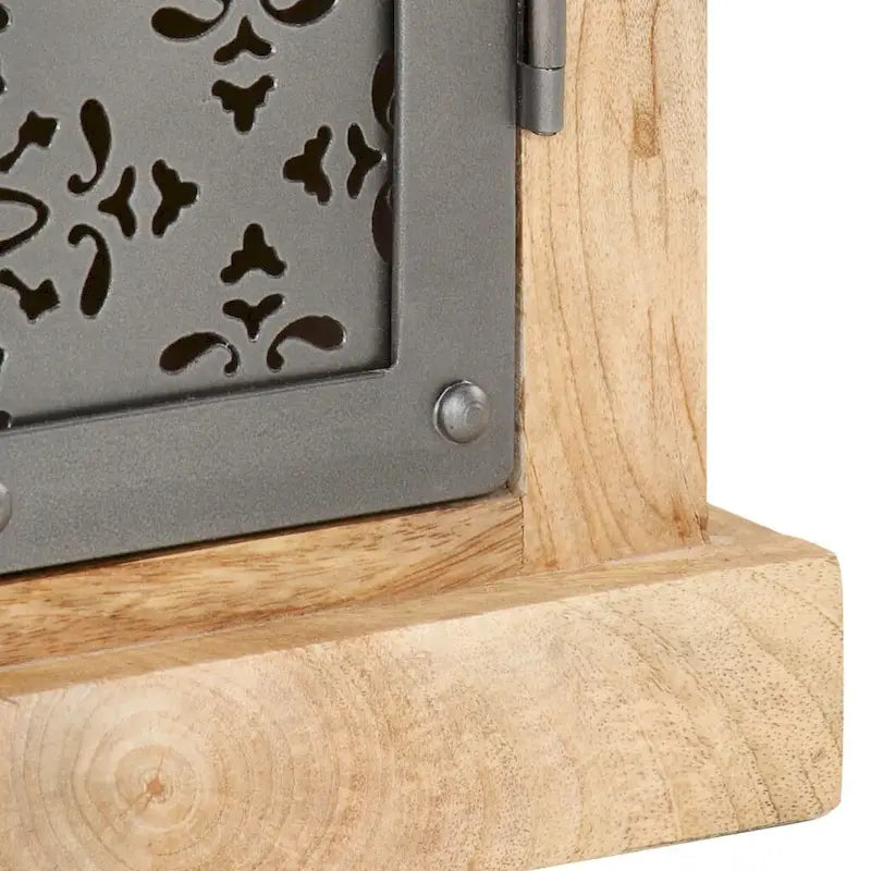 Solid Mango Wood Sideboard with Decorative Steel Doors Natural Finish
