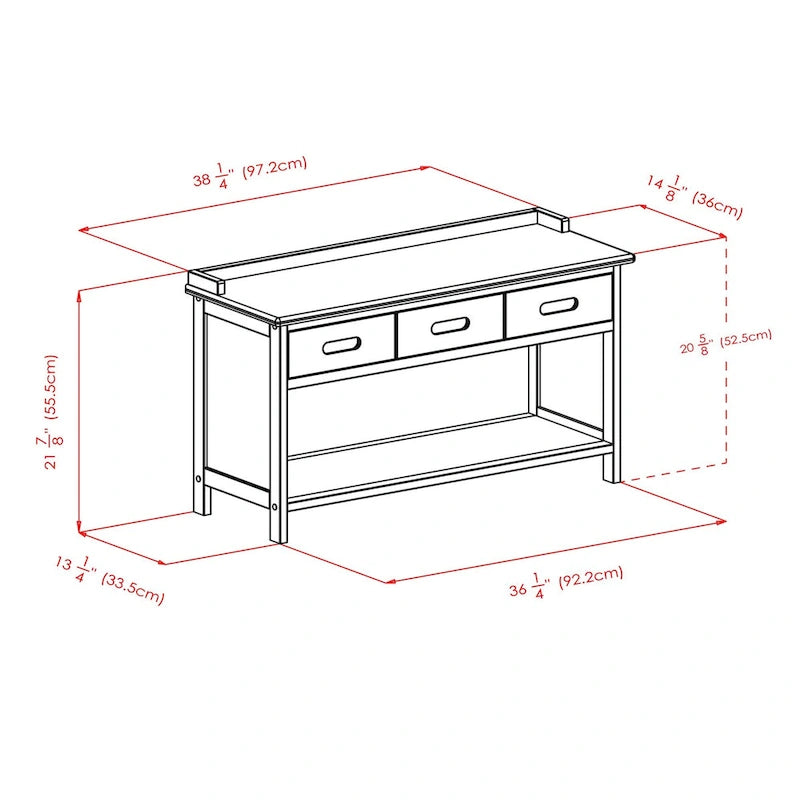 Walnut Storage Bench with Espresso Faux Leather Cushion, 3 Drawers and Open Shelf