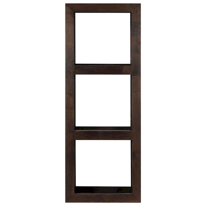 Solid Acacia Wood Console Cabinet with Open Shelves Brown Vintage Storage Display
