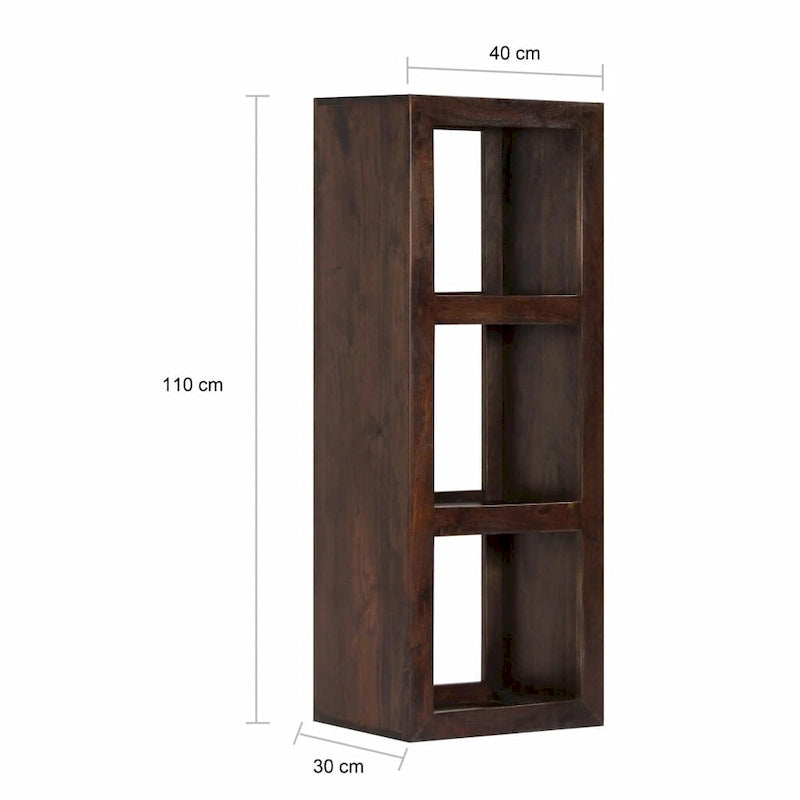 Solid Acacia Wood Console Cabinet with Open Shelves Brown Vintage Storage Display