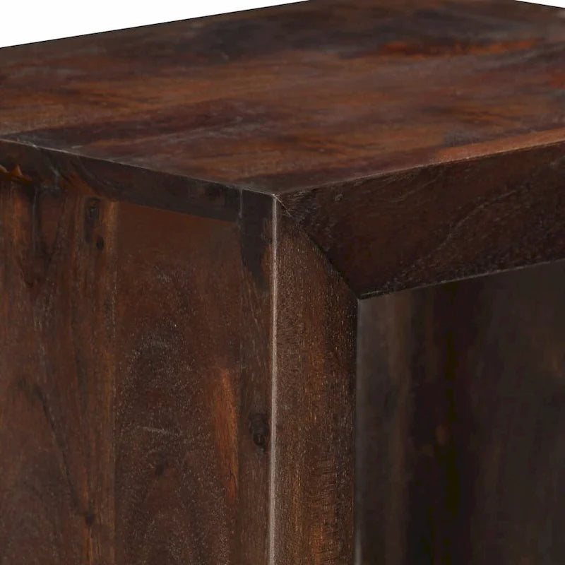 Solid Acacia Wood Console Cabinet with Open Shelves Brown Vintage Storage Display