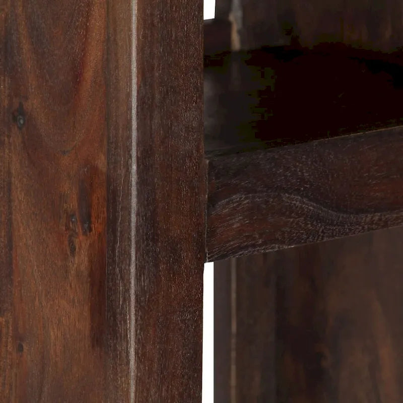 Solid Acacia Wood Console Cabinet with Open Shelves Brown Vintage Storage Display