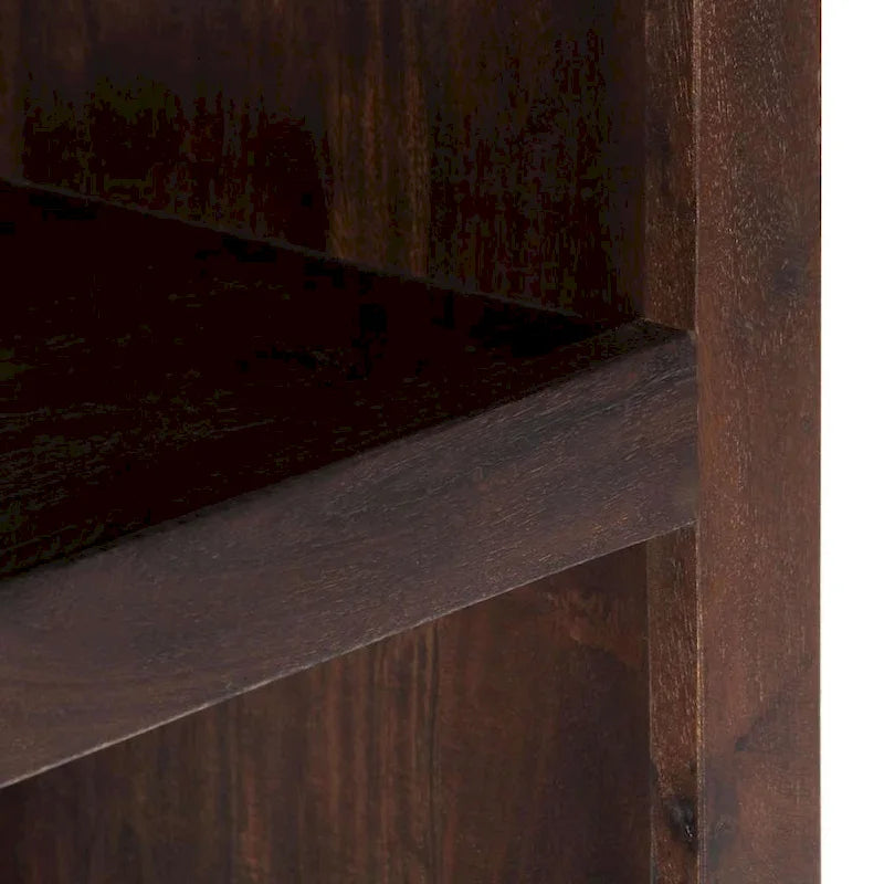 Solid Acacia Wood Console Cabinet with Open Shelves Brown Vintage Storage Display