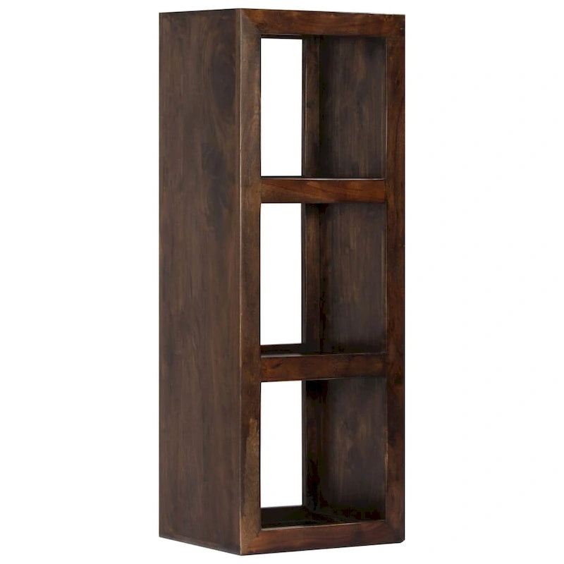 Solid Acacia Wood Console Cabinet with Open Shelves Brown Vintage Storage Display