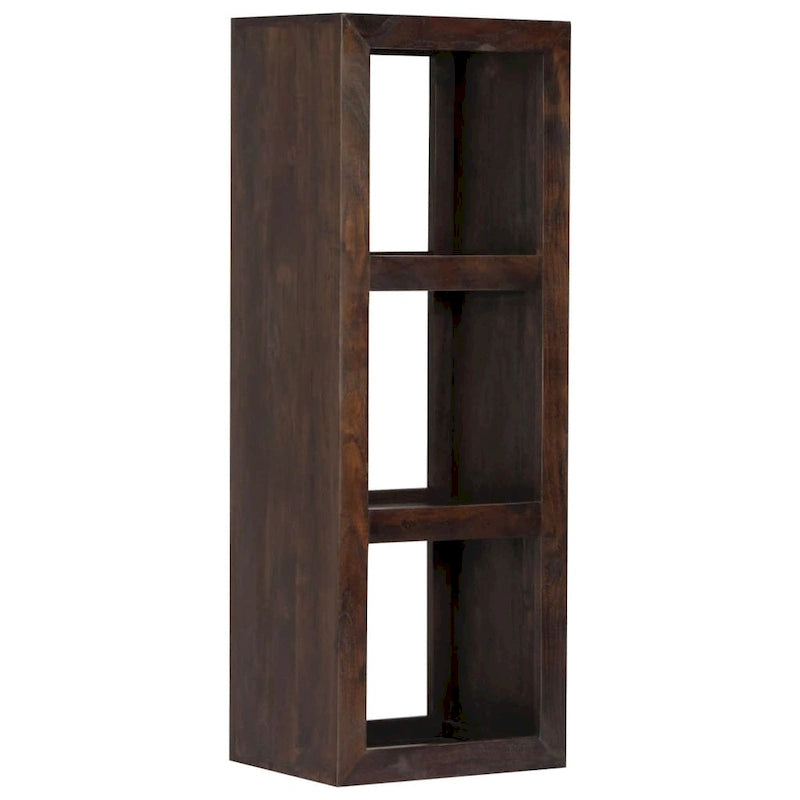 Solid Acacia Wood Console Cabinet with Open Shelves Brown Vintage Storage Display