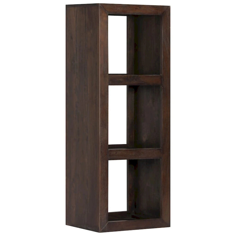 Solid Acacia Wood Console Cabinet with Open Shelves Brown Vintage Storage Display