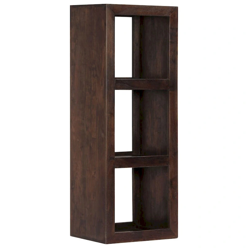 Solid Acacia Wood Console Cabinet with Open Shelves Brown Vintage Storage Display