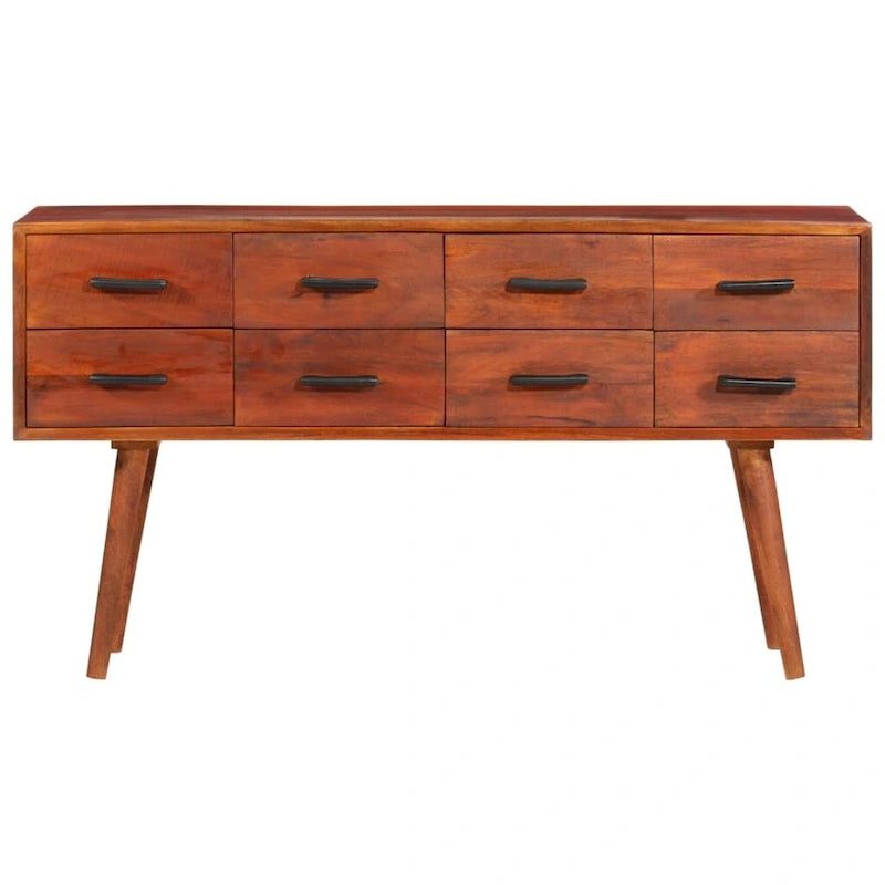 Solid Mango Wood Sideboard with 8 Drawers Brown Mid-Century Style