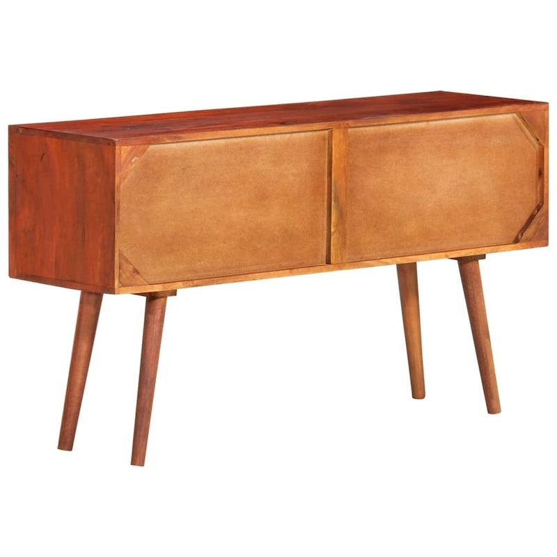 Solid Mango Wood Sideboard with 8 Drawers Brown Mid-Century Style