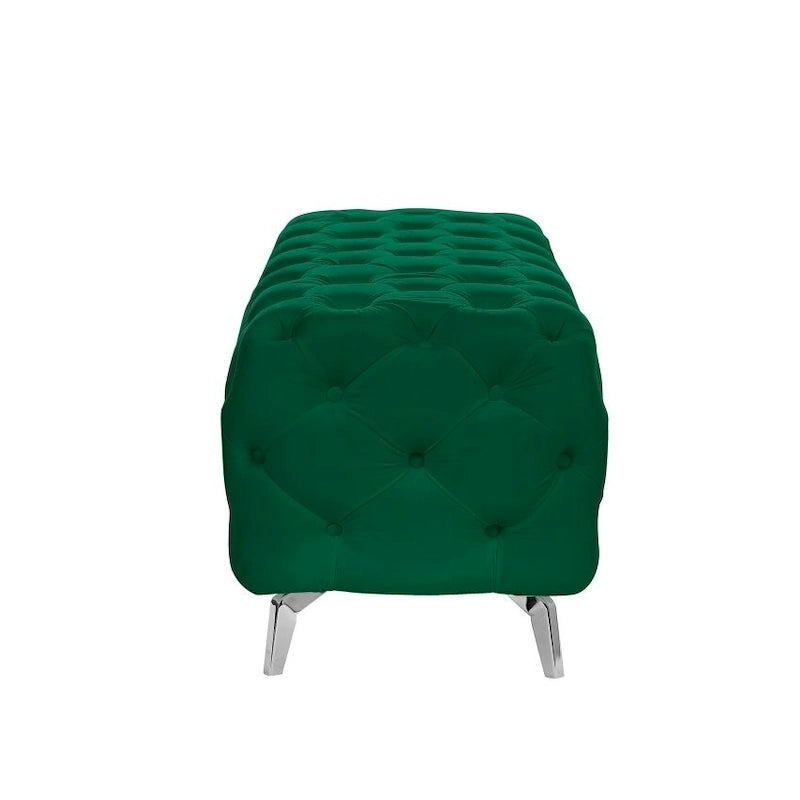 Button-Tufted Ottoman Bench, Upholstered Velvet Footrest Stool Accent Bench for Living Room.