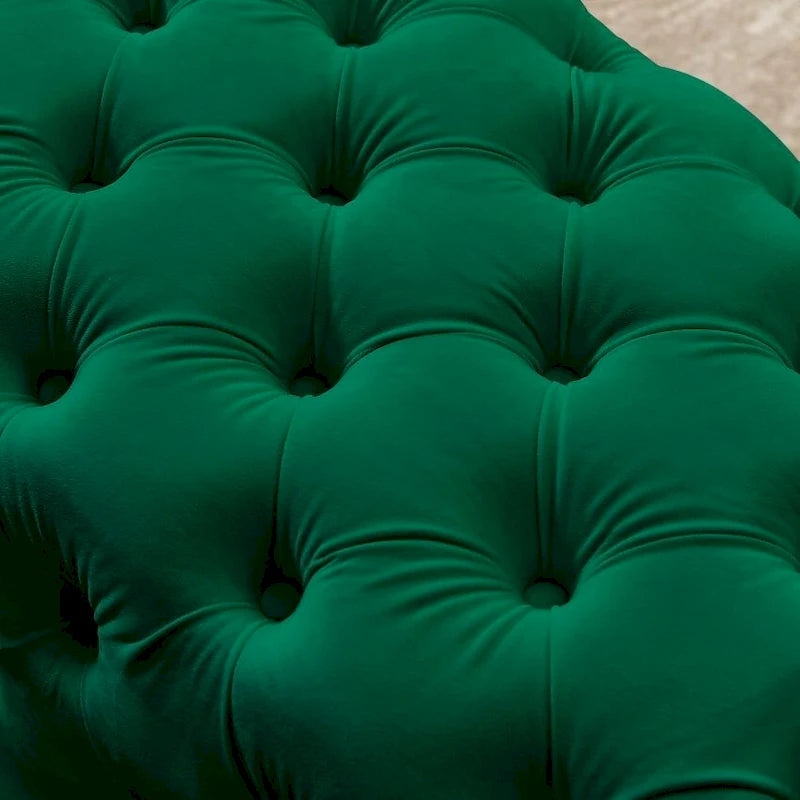 Button-Tufted Ottoman Bench, Upholstered Velvet Footrest Stool Accent Bench for Living Room.
