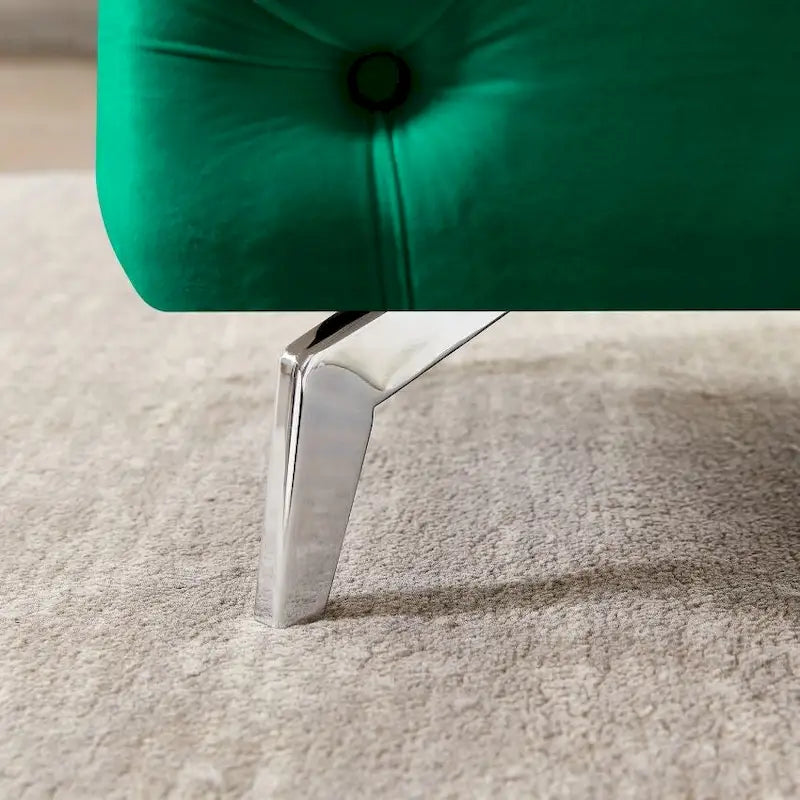 Button-Tufted Ottoman Bench, Upholstered Velvet Footrest Stool Accent Bench for Living Room.