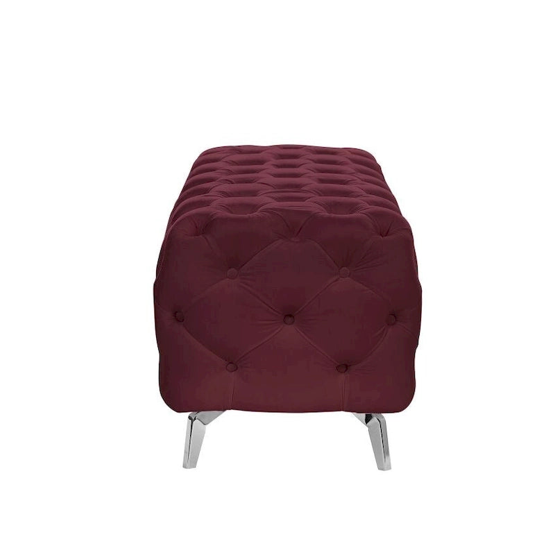 Button-Tufted Ottoman Bench, Upholstered Velvet Footrest Stool Accent Bench for Living Room.