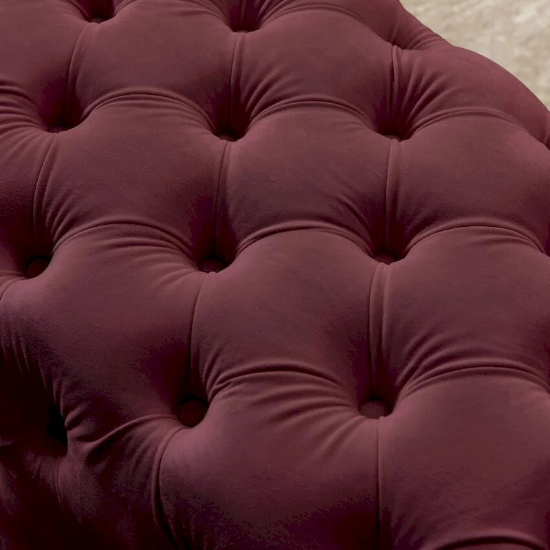 Button-Tufted Ottoman Bench, Upholstered Velvet Footrest Stool Accent Bench for Living Room.