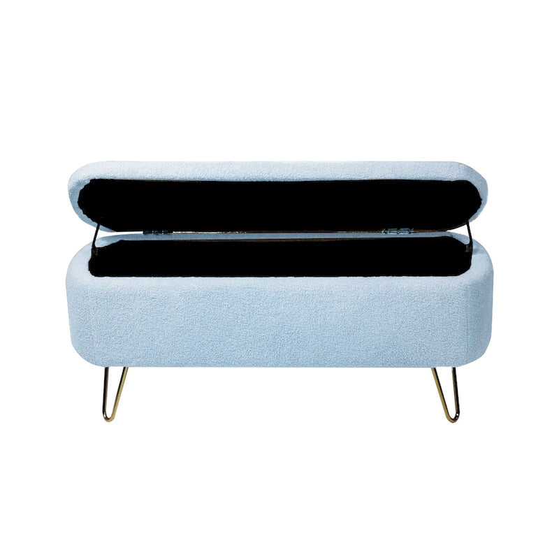 Upholster Storage Ottoman Bench with Faux Fur - 39.37L x 15.75W x 15.5H