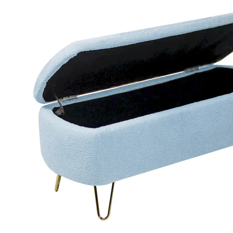Upholster Storage Ottoman Bench with Faux Fur - 39.37L x 15.75W x 15.5H