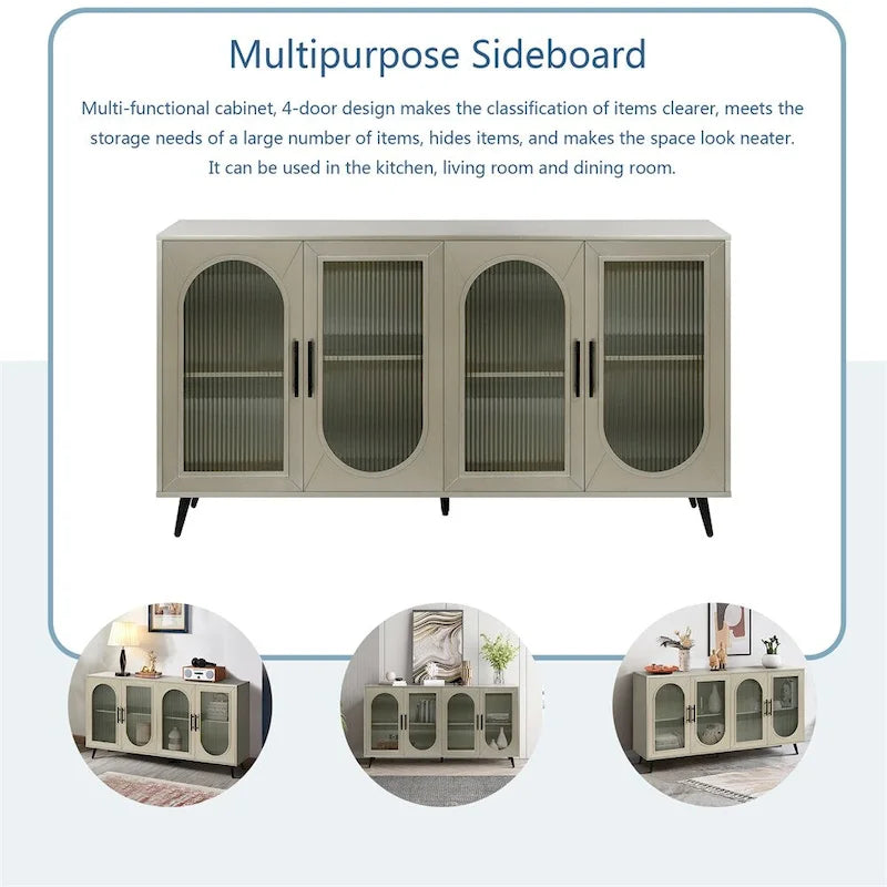 Sideboard Storage Cabinet & Adjustable Shelves for Living Room Bedroom
