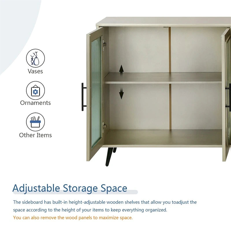 Sideboard Storage Cabinet & Adjustable Shelves for Living Room Bedroom
