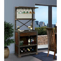 Rustic Brown Hardwood Wine Cabinet with Stemware Rack and Bottle Storage