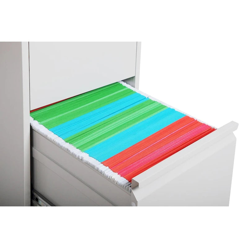 3-Drawer Steel Vertical File Cabinet with Lock, White & Black