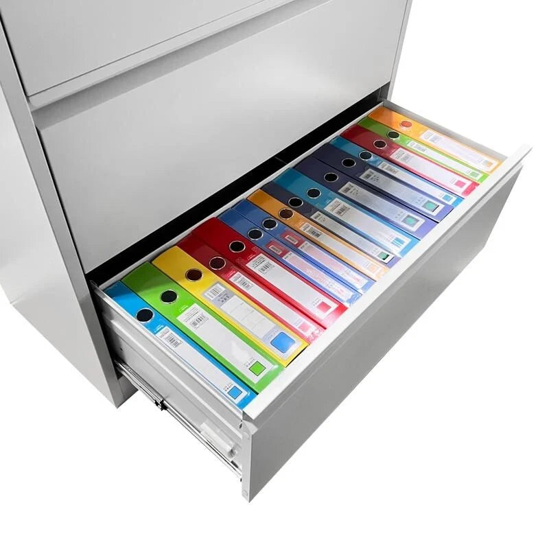 4-Drawer Steel Lateral File Cabinet with Lock, White & Black