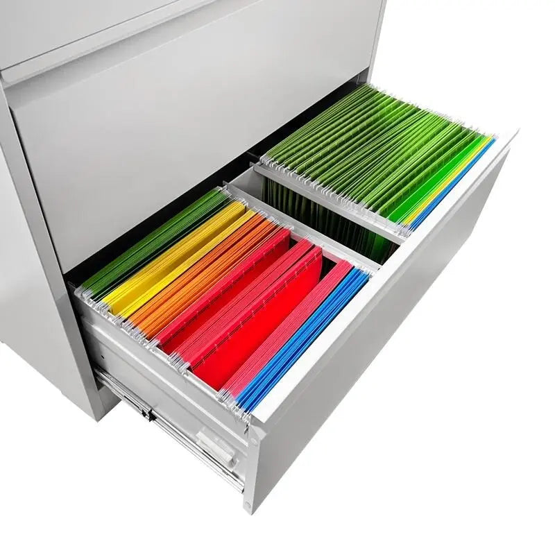 4-Drawer Steel Lateral File Cabinet with Lock, White & Black