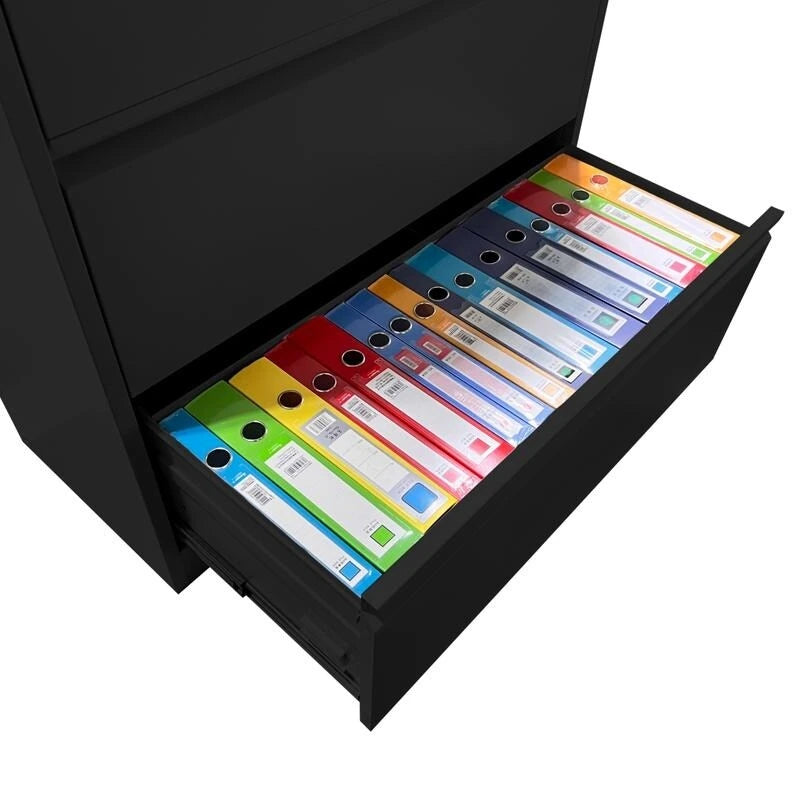 4-Drawer Steel Lateral File Cabinet with Lock, White & Black