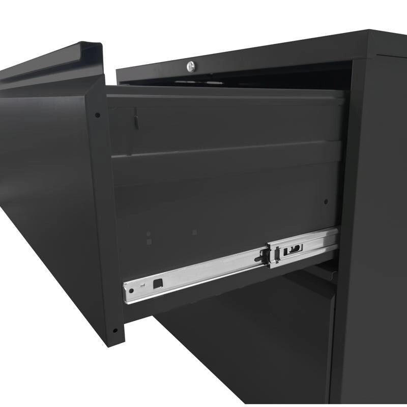 4-Drawer Steel Lateral File Cabinet with Lock, White & Black