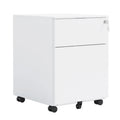 Steel Rolling Mobile File Cabinet with Lock, 2 Drawers, White