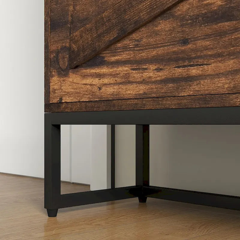 Narrow Shoe Cabinet with 2 Flip Doors and Top Drawer, Brown