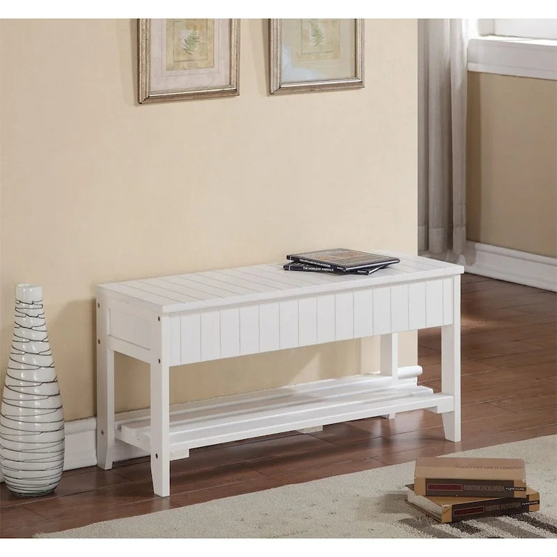 Solid Wood Shoe Rack Ottoman Storage Bench