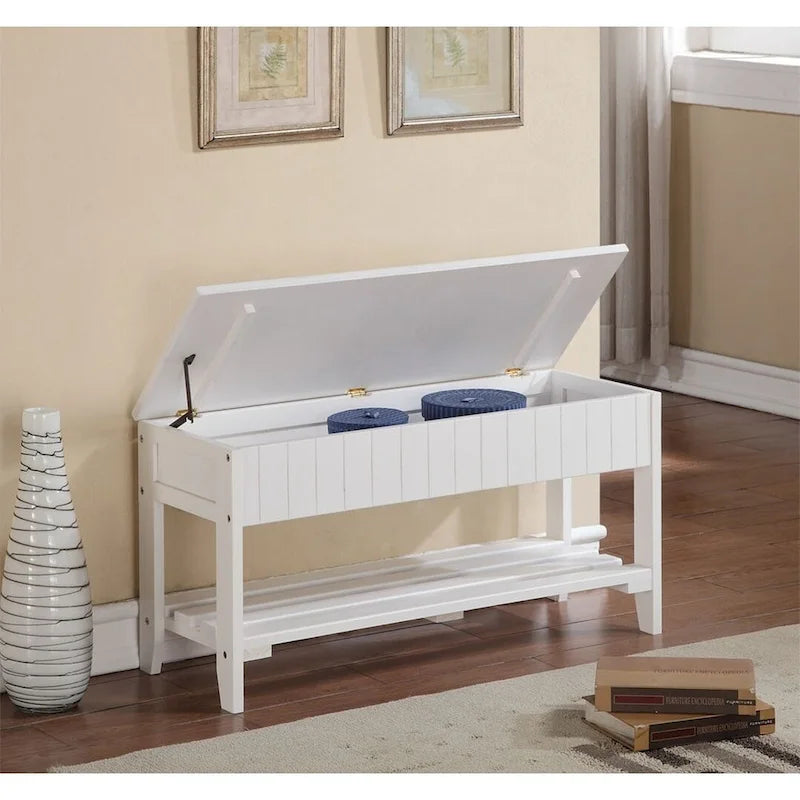 Solid Wood Shoe Rack Ottoman Storage Bench