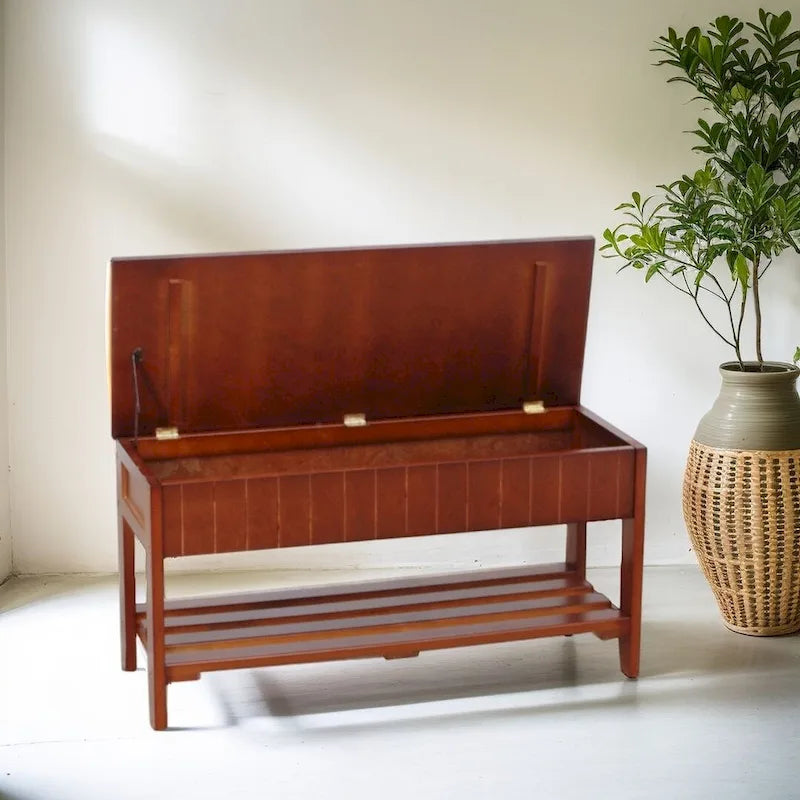 Solid Wood Shoe Rack Ottoman Storage Bench