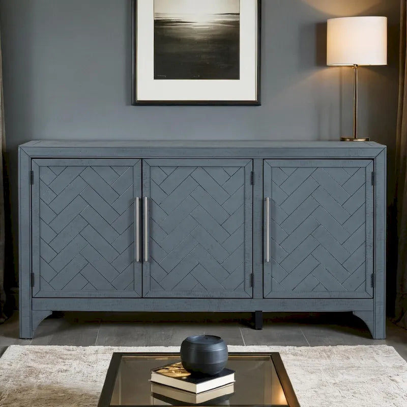 Storage Cabinet Sideboard with MDF+Pine veneer , Adjustable Shelves, Suitable for Living Rooms, Entrance and Study Rooms