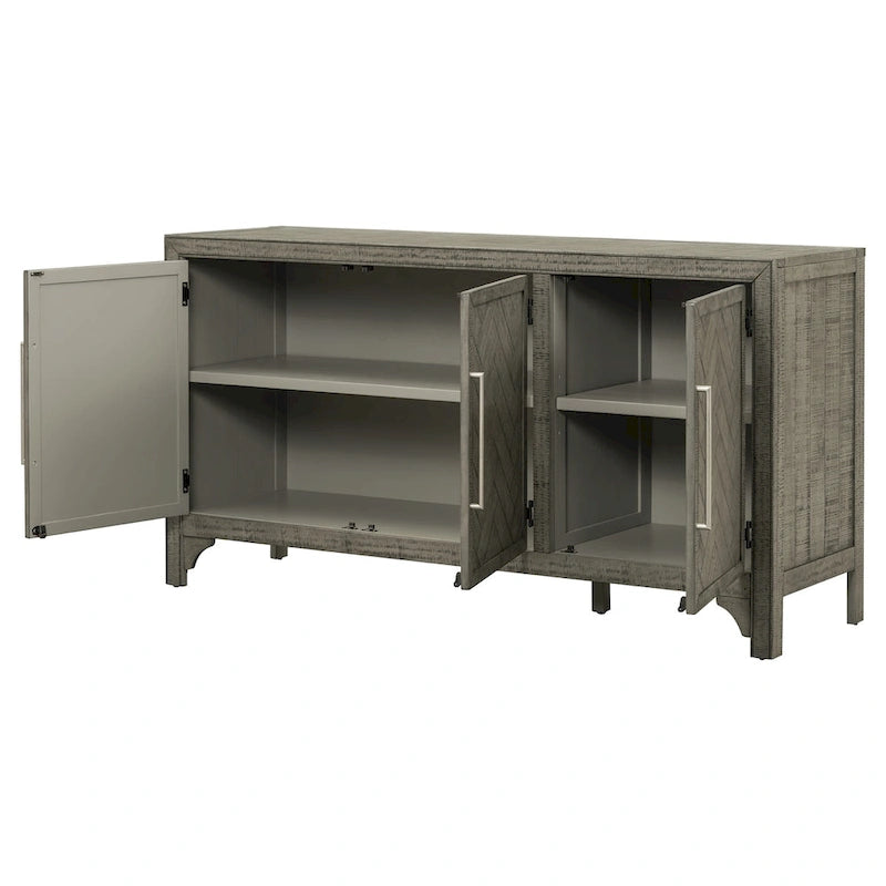 Storage Cabinet Sideboard with MDF+Pine veneer , Adjustable Shelves, Suitable for Living Rooms, Entrance and Study Rooms