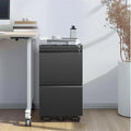 2-Drawer Rolling Metal File Cabinet with Lock and Casters, Black & White